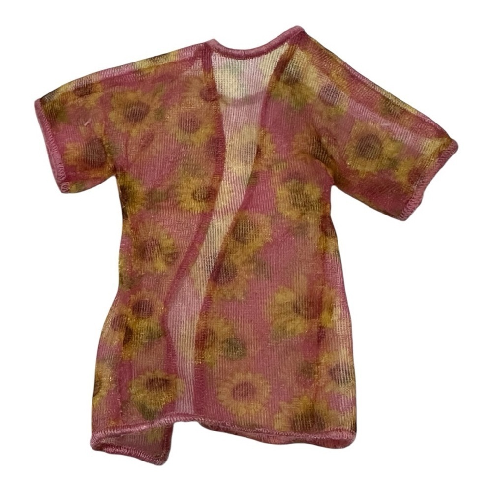 Barbie Clothes Swimsuit Cover Up Sheer Pink With Sunflower Pattern